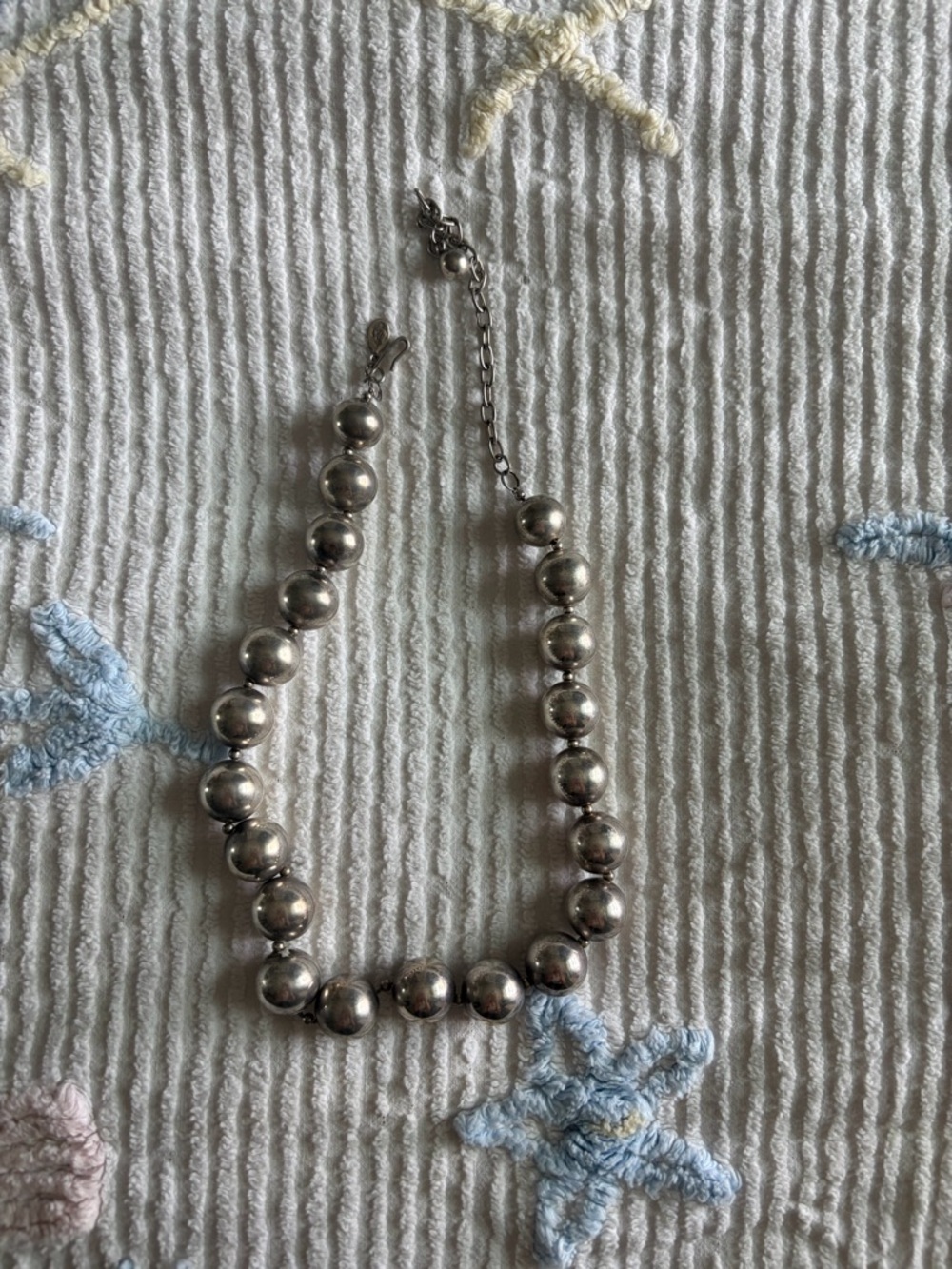 Vintage Silver Beaded Choker Necklace
